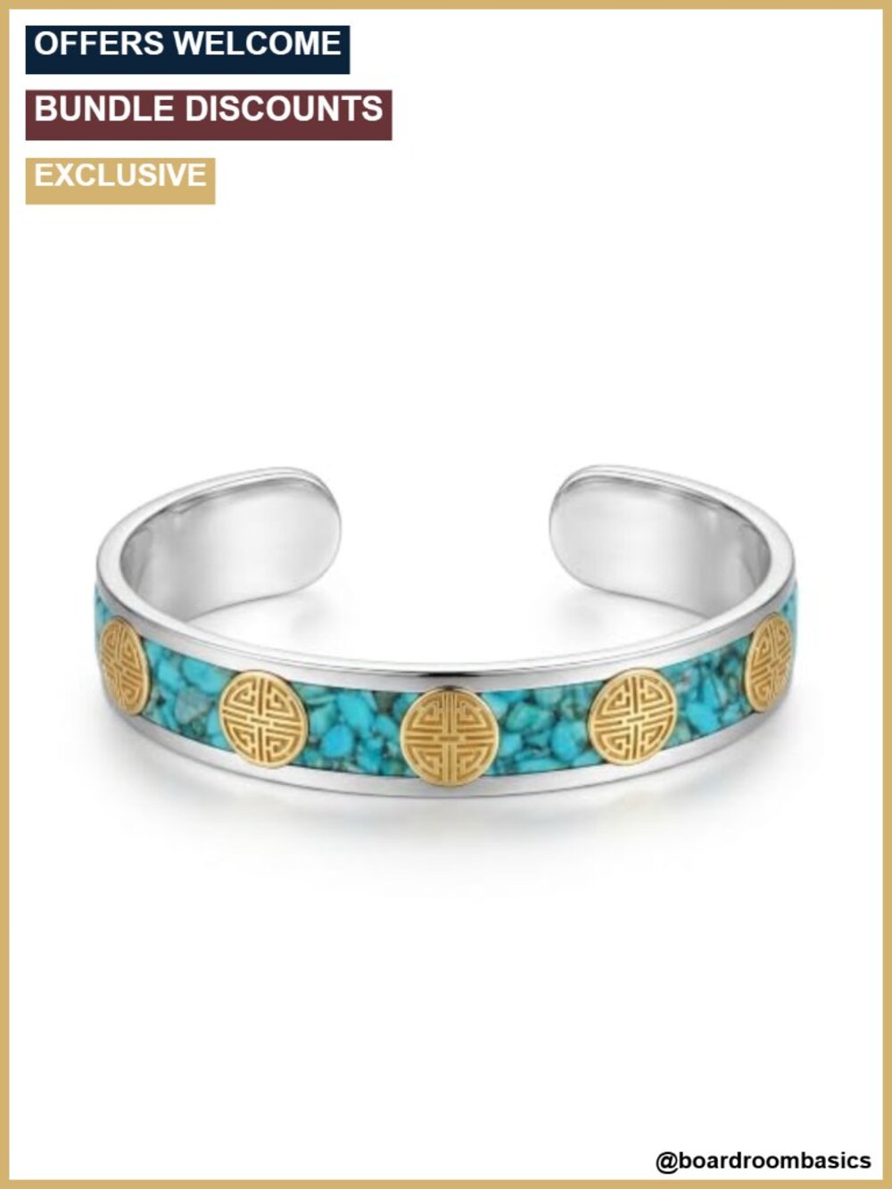 18k White Gold Plated Turquoise Cuff Bangle Bracelet Adjustable Gift for Women